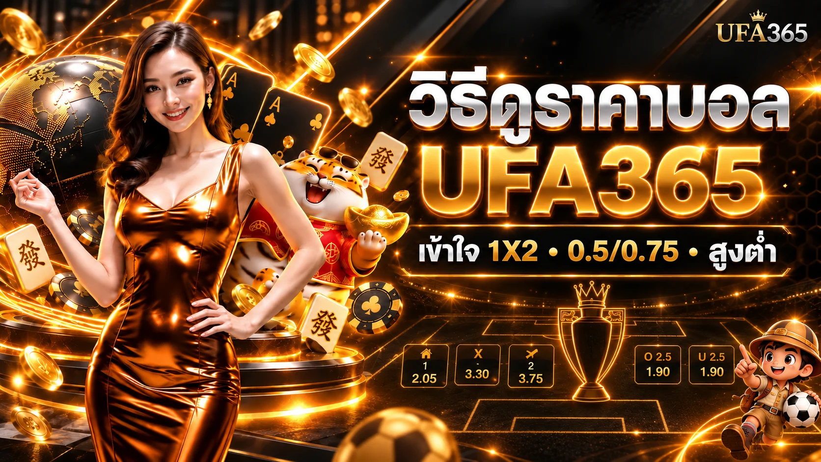 UFA365 วิธีดูราคาบอล 1X2 0.5/0.75 สูงต่ำ